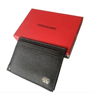 FERREGAMO Double Gancini Revival Leather Wallet Card Case
